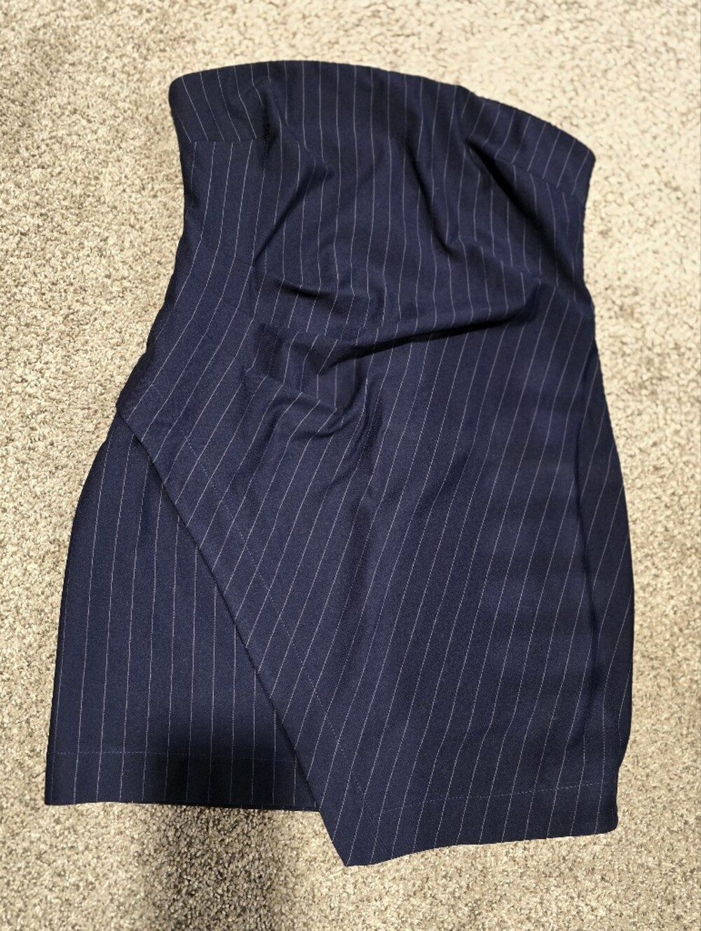 Navy Pinstripe Pencil Dress